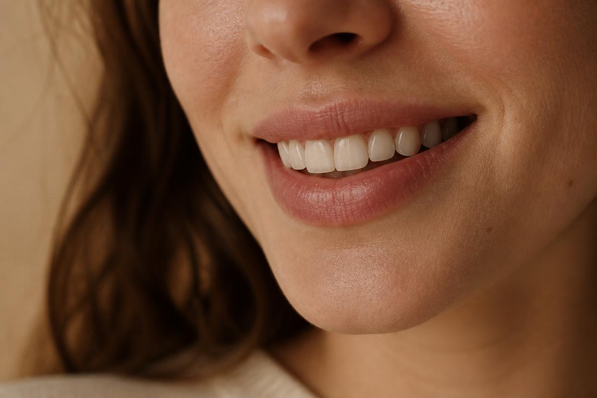 Natural relaxed smile in warm daylight